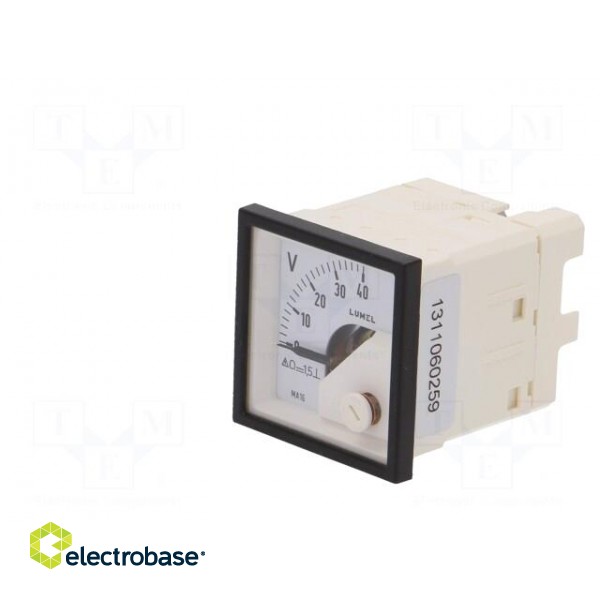 Voltmeter | on panel | VDC: 0÷40V | Class: 1.5 | Umax: 600V | Length: 42mm image 3