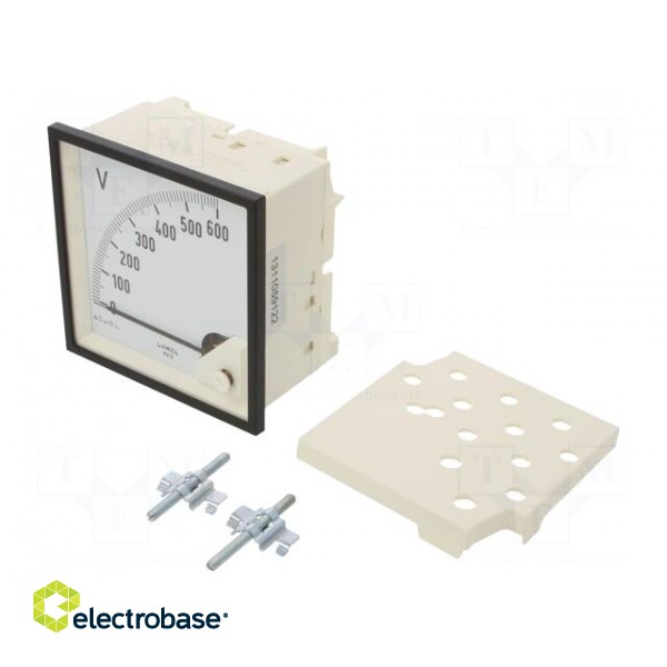 Voltmeter | on panel | VDC: 0÷600V | Class: 1.5 | Umax: 600V | 96x96mm paveikslėlis 1