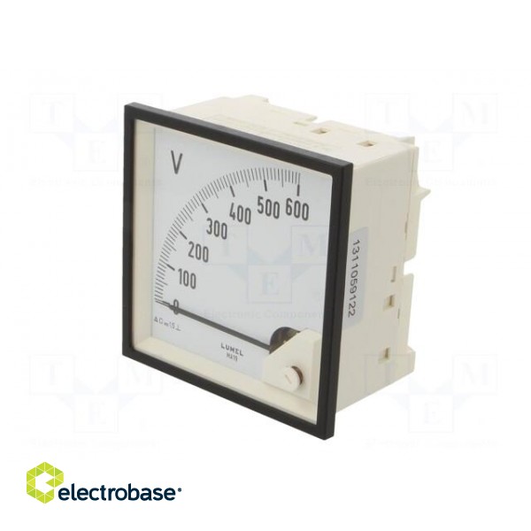 Voltmeter | on panel | VDC: 0÷600V | Class: 1.5 | Umax: 600V | 96x96mm image 2