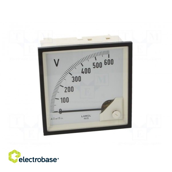 Voltmeter | on panel | VDC: 0÷600V | Class: 1.5 | Umax: 600V | 96x96mm paveikslėlis 9