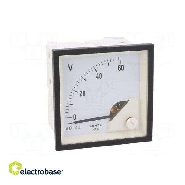 Voltmeter | on panel | VDC: 0÷60V | Class: 1.5 | Umax: 600V | Length: 61mm paveikslėlis 9
