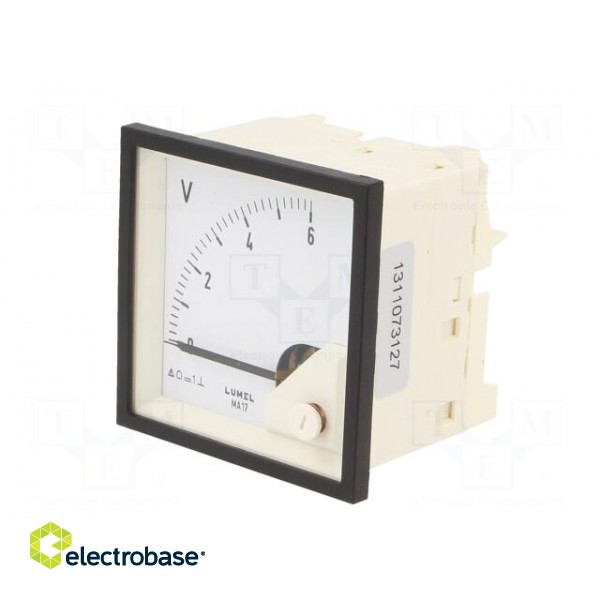 Voltmeter | on panel | VDC: 0÷6V | Class: 1.5 | Umax: 600V | Length: 61mm image 2
