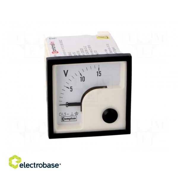 Voltmeter | analogue | on panel | VDC: 0÷15V | Class: 1,5 | 48x48mm paveikslėlis 10