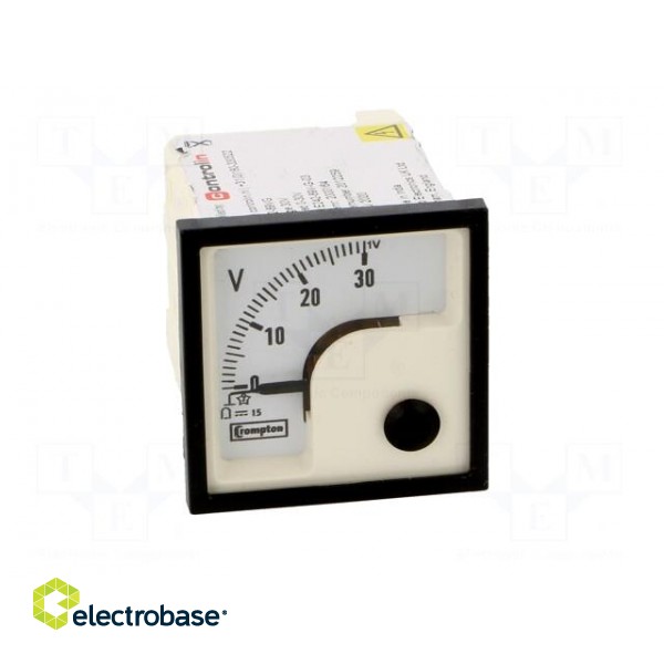 Voltmeter | analogue | on panel | VDC: 0÷30V | Class: 1,5 | 48x48mm paveikslėlis 10