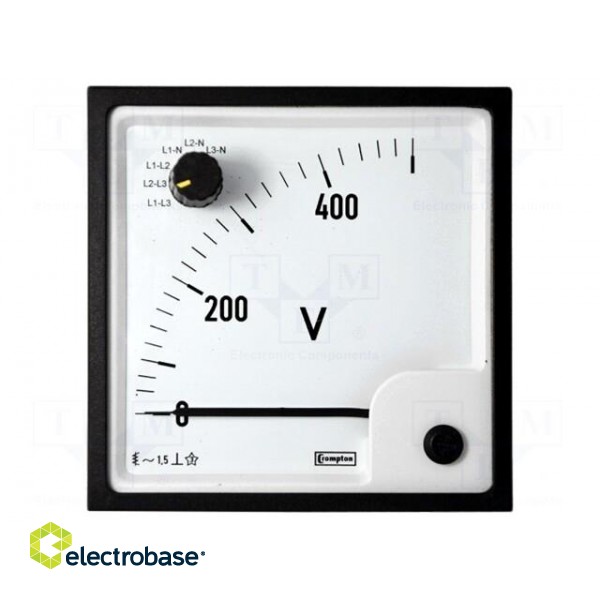 Voltmeter | analogue | on panel | VAC: 0÷13,2kV | Class: 1,5 | True RMS paveikslėlis 2