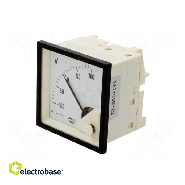 Voltmeter | on panel | VDC: -100÷100V | Class: 1.5 | Umax: 600V | 72x72mm paveikslėlis 3