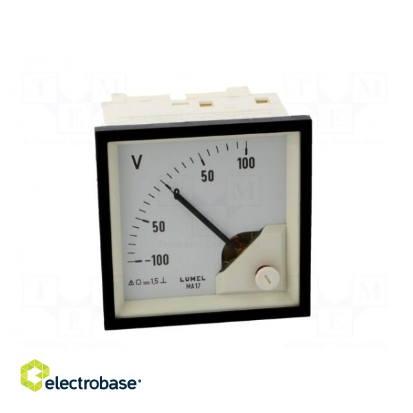 Voltmeter | on panel | VDC: -100÷100V | Class: 1.5 | Umax: 600V | 72x72mm фото 10