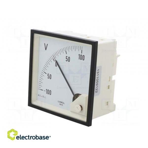 Voltmeter | on panel | VDC: -100÷100V | Class: 1.5 | Umax: 600V | 96x96mm paveikslėlis 3