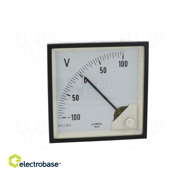Voltmeter | on panel | VDC: -100÷100V | Class: 1.5 | Umax: 600V | 96x96mm image 10