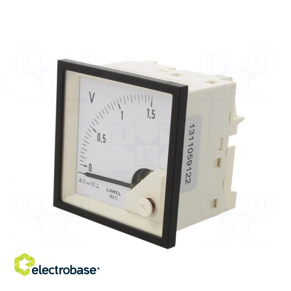 Voltmeter | on panel | VDC: 0÷1.5V | Class: 1.5 | Umax: 600V | 72x72mm фото 2
