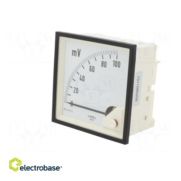 Voltmeter | on panel | VDC: 0÷100mV | Class: 1.5 | Umax: 600V | 96x96mm paveikslėlis 2