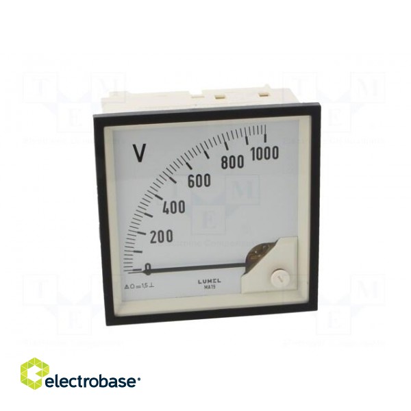 Voltmeter | on panel | VDC: 0÷1kV | Class: 1.5 | Umax: 600V | Length: 95mm фото 9