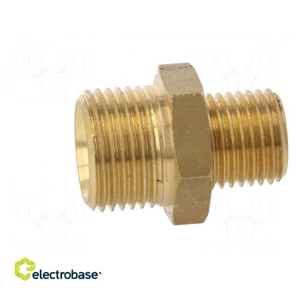 Double nipple | reducing | brass | Ext.thread: 1/4" + 3/8" image 3
