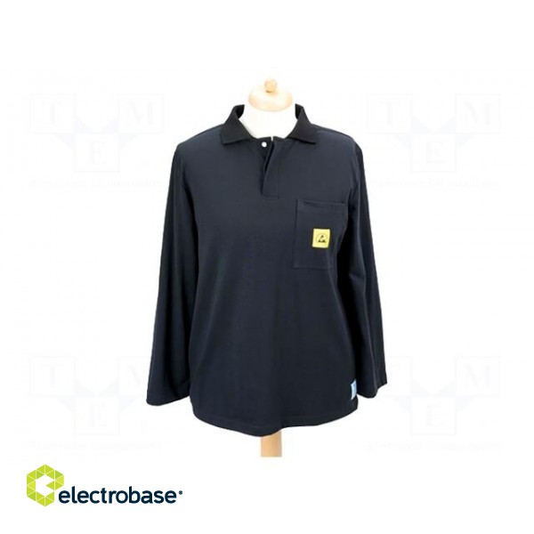 Polo shirt with long sleeves | ESD | L | black