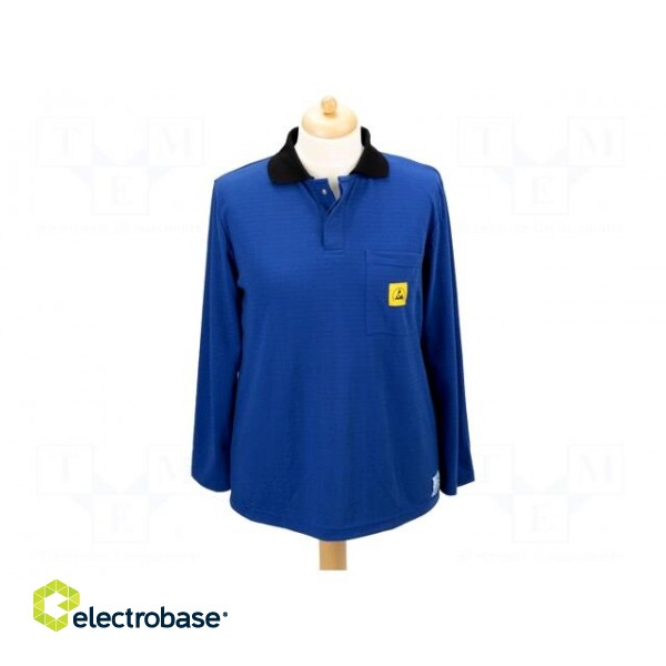 Polo shirt with long sleeves | ESD | L | blue