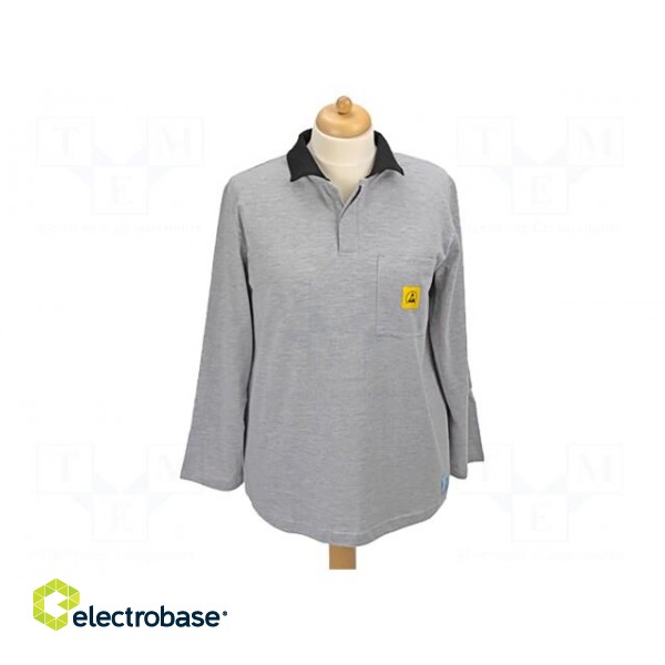 Polo shirt with long sleeves | ESD | M | grey
