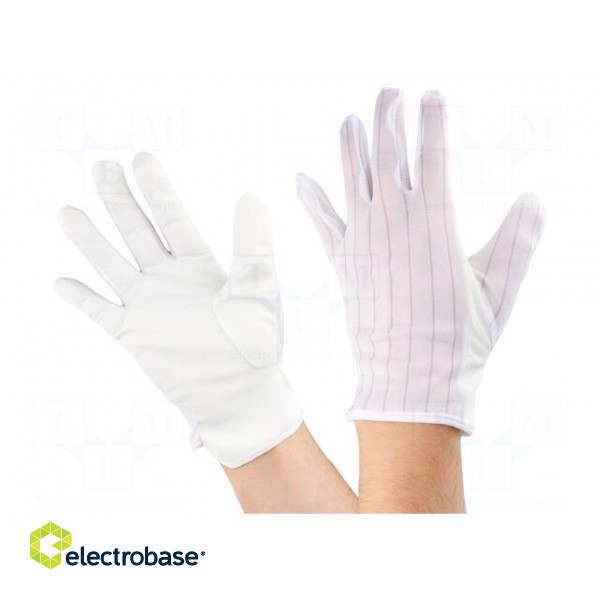 Protective gloves | ESD | XL | polyester,polyurethane | white
