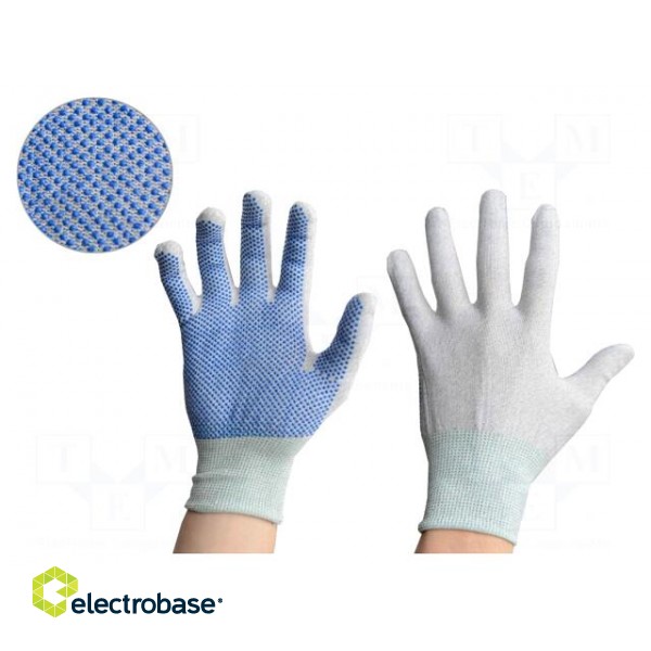 Protective gloves | ESD | M | polyamide,PVC,carbon fiber
