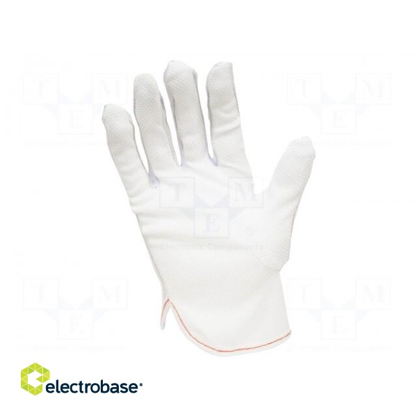 Protective gloves | ESD | M | polyester,PVC,carbon fiber | white