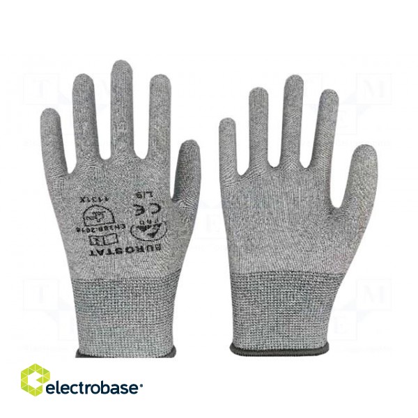 Protective gloves | ESD | M | Features: dissipative | grey | 