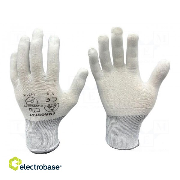Protective gloves | ESD | S | Features: dissipative | white | 