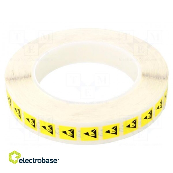 Self-adhesive label | ESD | 12x12mm | 1000pcs | reel | yellow-black