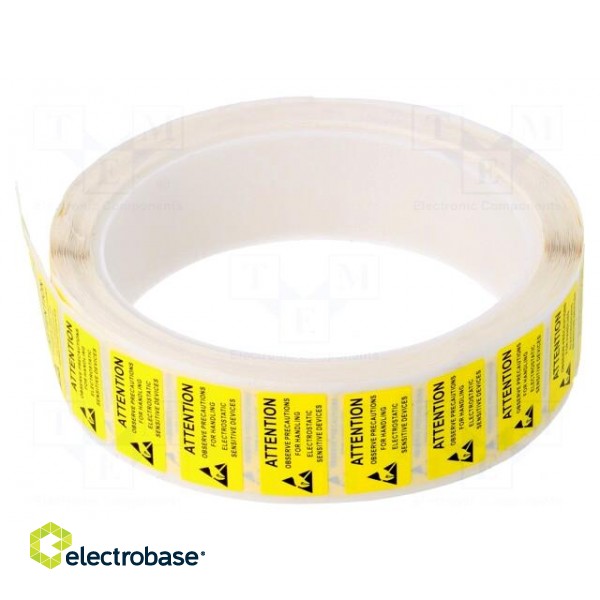 Self-adhesive label | ESD | 12x22mm | 1000pcs | reel | yellow-black