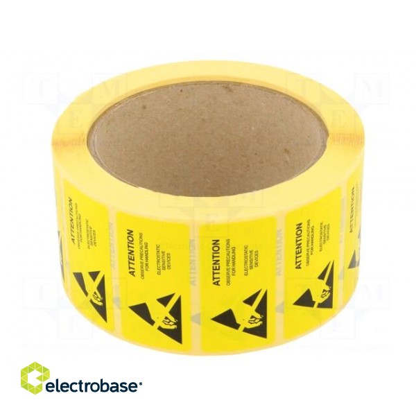 Self-adhesive label | ESD | 50x25mm | 1000pcs | reel | yellow-black paveikslėlis 1