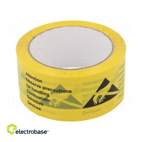 Packing tapes | ESD | L: 66m | Thk: 50mm | reel | PVC | yellow-black