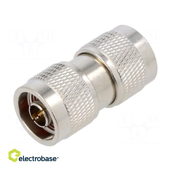 Adapter | N male,both sides | Insulation: PTFE | 50Ω | brass | 11GHz image 1