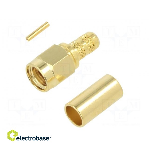 Plug | RP-SMA | reverse,female | straight | 50Ω | soldering,crimped фото 1
