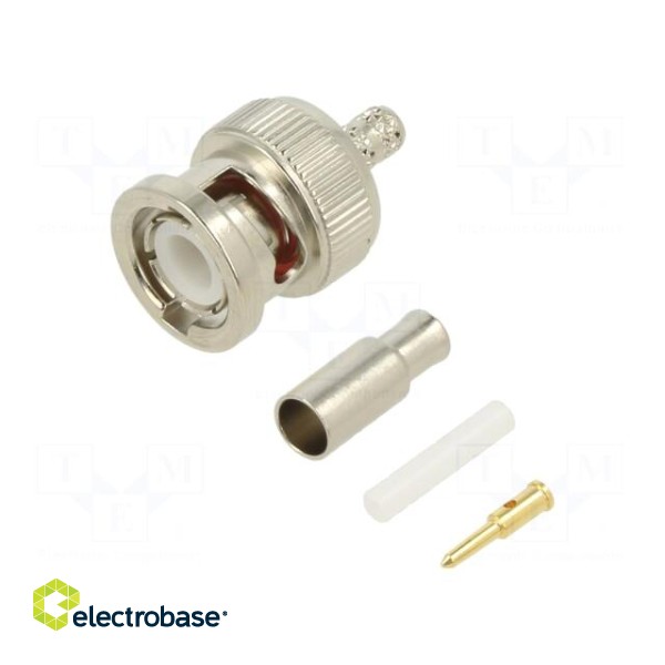 Connector: BNC | plug | male | straight | Plating: gold-plated | crimped