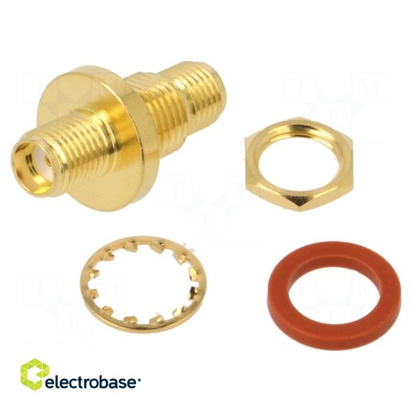 Adapter | SMA female,both sides | Insulation: PTFE | 50Ω | Mat: brass image 1