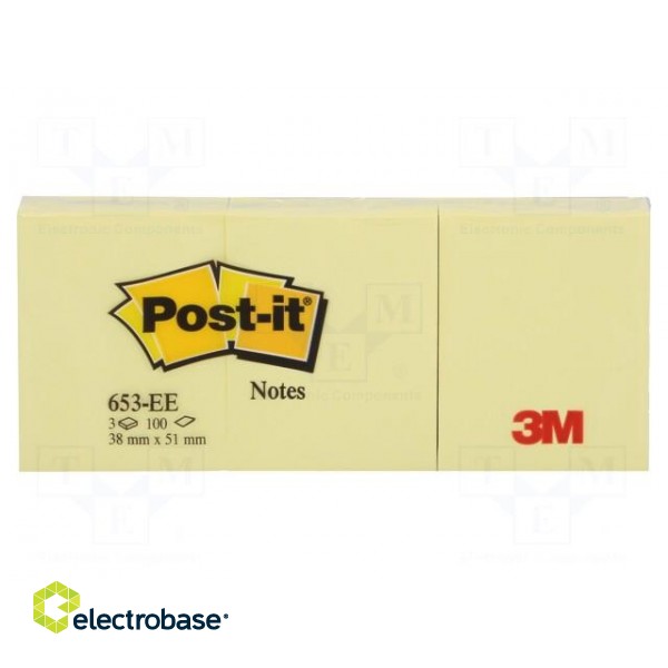 Sticky notes | 38x51mm | yellow | 3pcs.