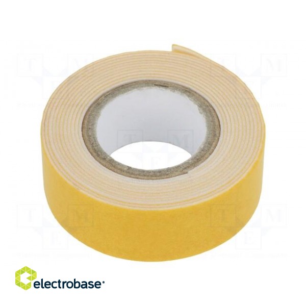 Fastening tape | double-sided | white | W: 19mm | L: 1.5m