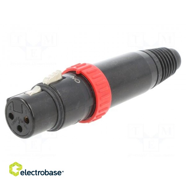 Plug | XLR | female | PIN: 3 | straight | for cable | soldering | 16A | FXS image 1