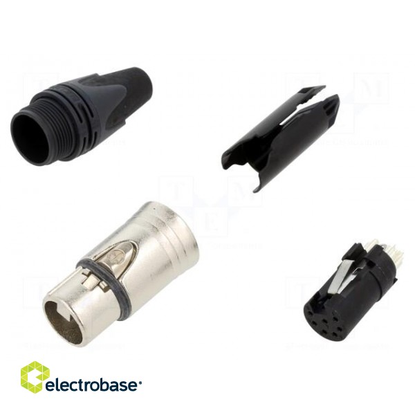 Plug | XLR | female | PIN: 7 | straight | for cable | soldering | 5A | 18AWG фото 1