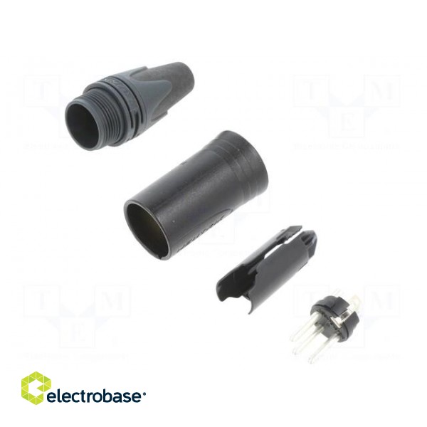 Plug | XLR | male | PIN: 3 | straight | for cable | soldering | 16A | 14AWG image 1