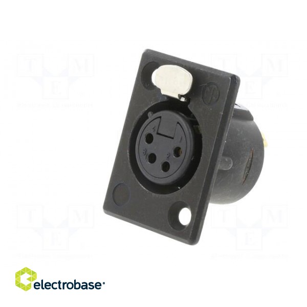 Socket | XLR | female | PIN: 4 | straight | with push button | soldering paveikslėlis 2