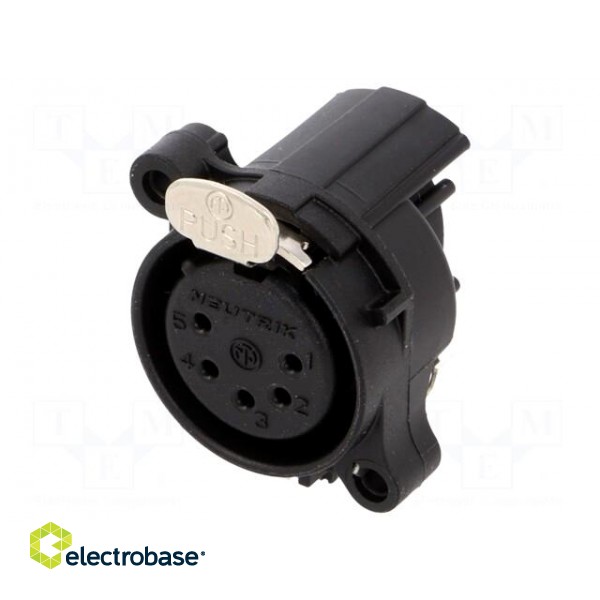 Socket | XLR | female | PIN: 5 | angled 90° | with push button | THT | 3A image 1