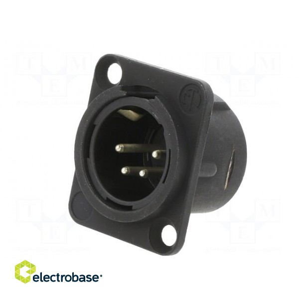 Socket | XLR | male | PIN: 4 | straight | soldering | black | 10A | 19x24mm image 2
