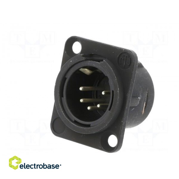 Socket | XLR | male | PIN: 5 | straight | soldering | black | 7.5A | 19x24mm image 2