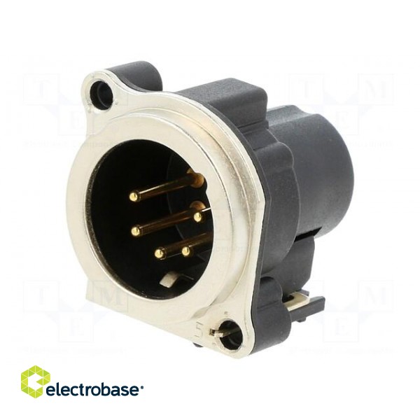 Connector: XLR | socket | male | PIN: 5 | angled 90° | THT | silver | 3A paveikslėlis 1