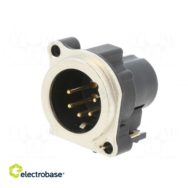 Socket | XLR | male | PIN: 5 | angled 90° | THT | silver | 3A | 19.8x19.8mm фото 2