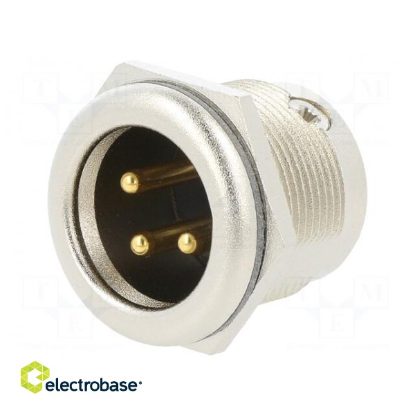 Socket | XLR | male | PIN: 3 | straight | soldering | silver | 16A image 1