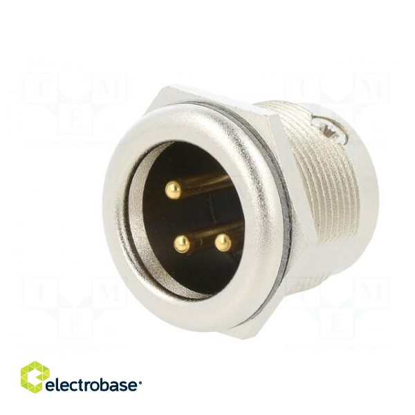 Socket | XLR | male | PIN: 3 | straight | soldering | silver | 16A image 2