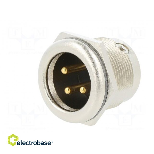 Socket | XLR | male | PIN: 3 | straight | soldering | silver | 16A фото 2