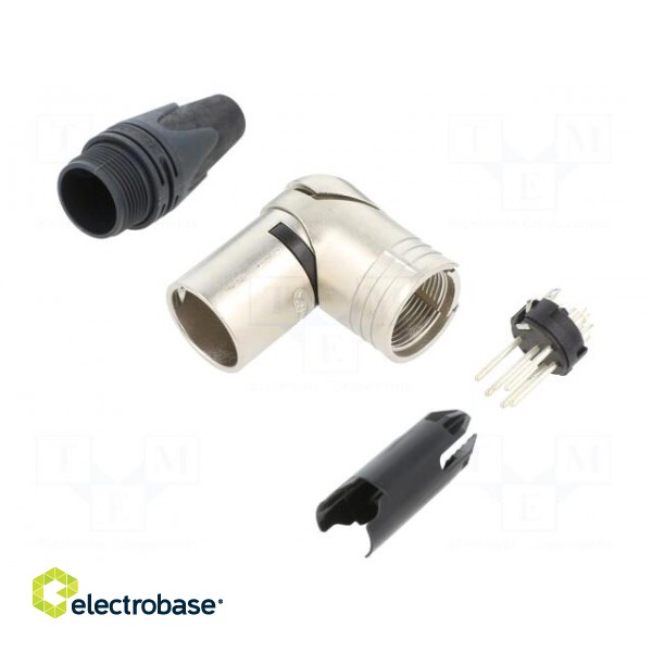 Plug | XLR | male | PIN: 6 | angled 90° | swivel | for cable | soldering