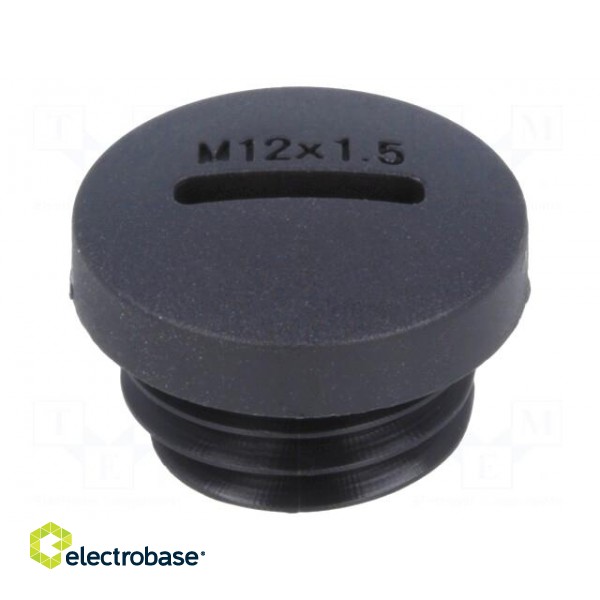 Stopper | M12 | 1.5 | polyamide | black | H: 10mm | Øout: 15mm фото 1