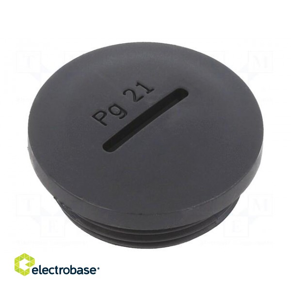 Stopper | PG21 | polyamide | black | H: 12.8mm | Øout: 32.8mm image 1